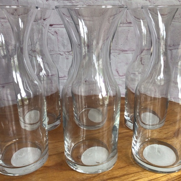 Timeless Clear Glass Hourglass Vases Juice Wine Carafes - Set of 6 - Picture 2 of 5